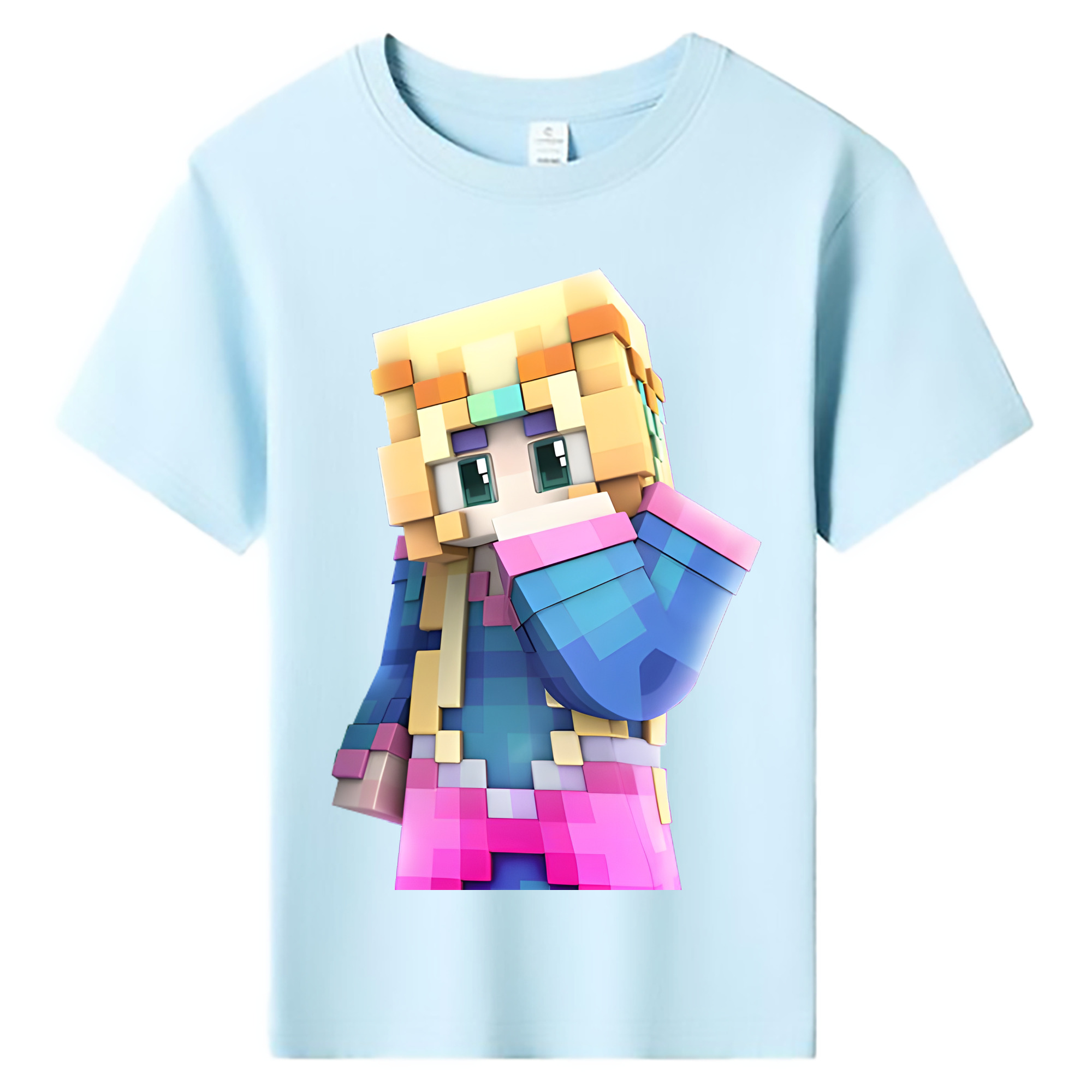 （画像用） マインクラフト ブロックの世界 Minecraft MC Block world 綿100％キッズTシャツ（フロントプリント）